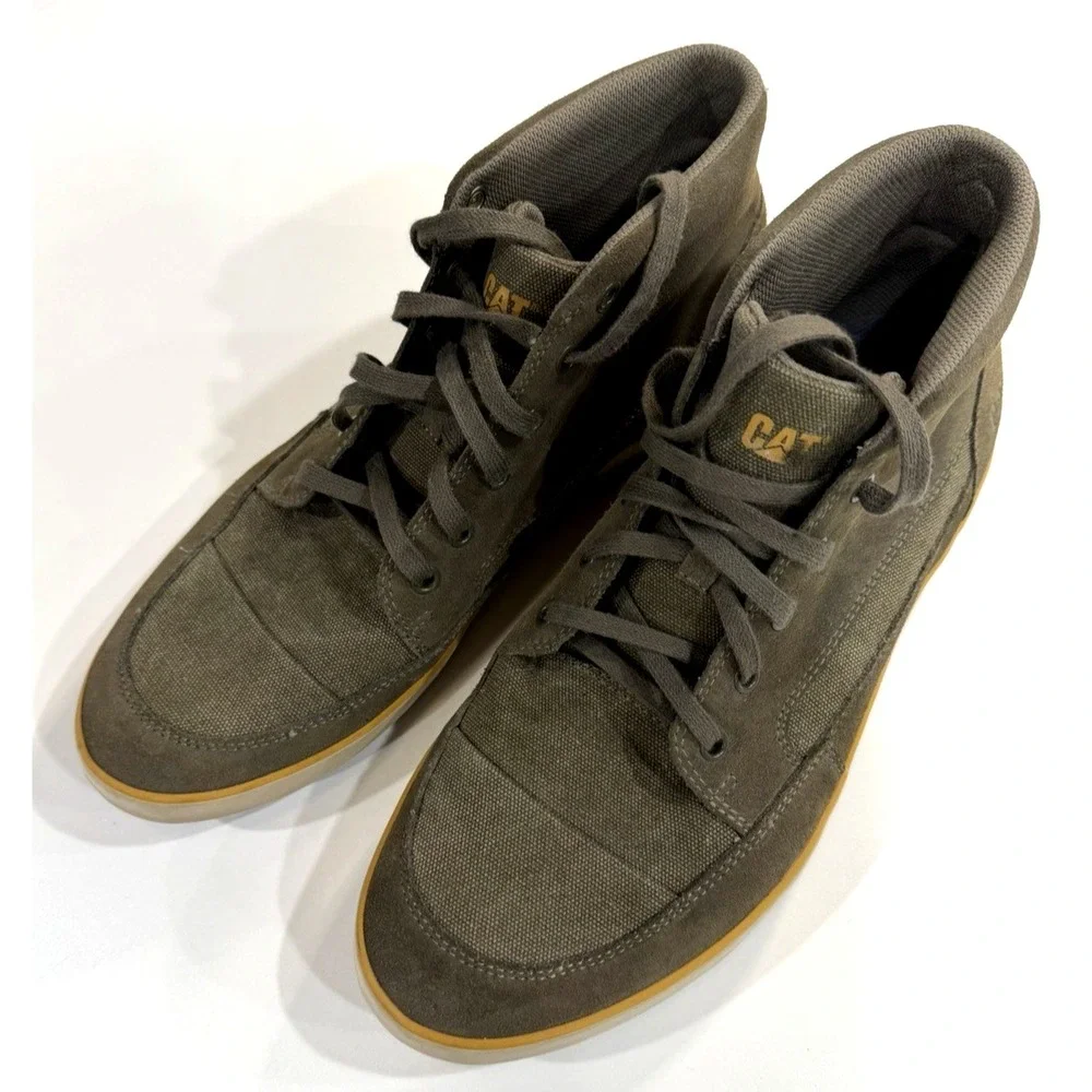 CAT Caterpillar Woodward Mid Mens 11 Olive Green Canvas Casual Shoes Sneaker
